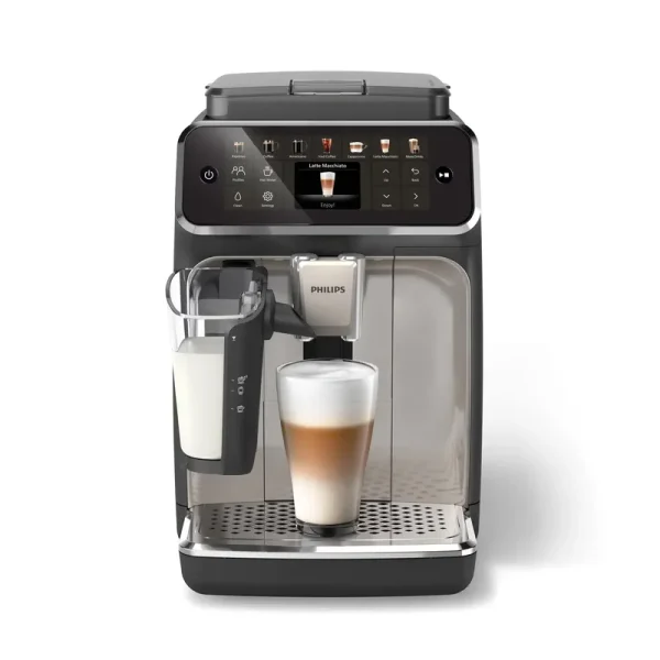 PHILIPS Series 4400 Fully Automatic Lattego Espresso Machine, Silentbrew Technology, Quick Start. Aromatic Coffee from Freshly Ground Beans, 12 Hot and Iced Drinks, Black Chrome (EP4447/90)
