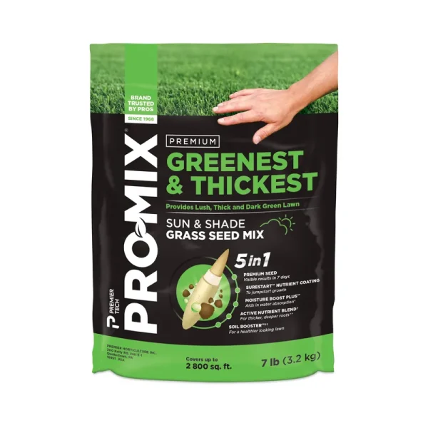 Pro-Mix Premium Greenest & Thickest Grass Seed, 7 lbs