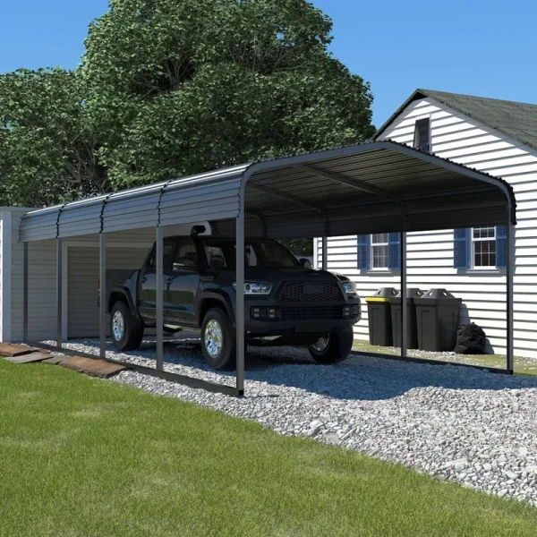 Steel Carport, Galvanized Gray Multiple Sizes VEIKOUS Size: 12' W x 20' D