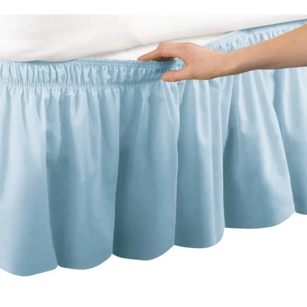 Elastic Bed Wrap Ruffle Bed Skirt - Blue - Queen/King
