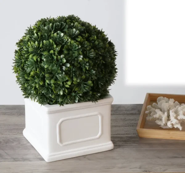 Better Homes & Gardens 9" Artificial Boxwood Plant in White Planter Box