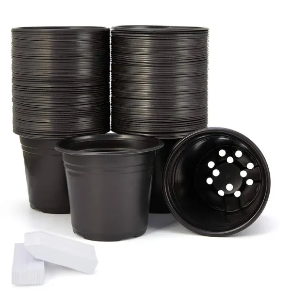 JERIA 100-Pack 0.5 Gallon Plant Nursery Pots, Plastic Pots for Flower Seedling, Flower Plant Container Seed Starting Pot, Come with 100 Pcs Plant
