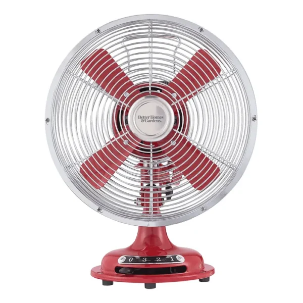 Better Homes & Gardens 8" Retro 3-Speed Metal Table Fan, Red
