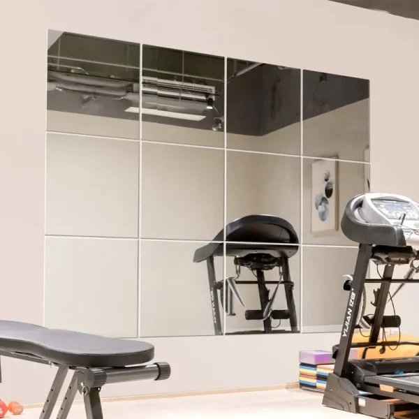 Murrey Home Gym Mirrors 12" Square Wall Mounted Mirror, Frameless Mirror Tiles for Wall Ceiling Candle Tray Wedding Centerpieces for Table, Set of