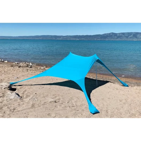 Sun Shelter Beach Shade Canopy by SkyBed, UPF 50+, Durable, Lightweight, 2-Pole, XL, Hawaiian Blue