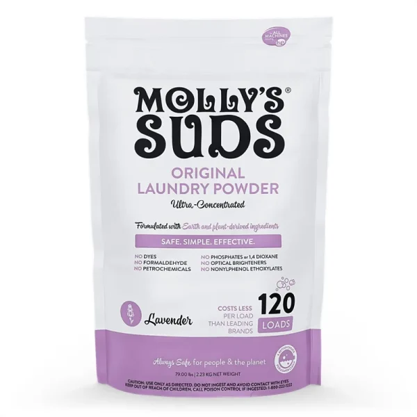 Molly's Suds Original Laundry Detergent Powder | Natural Laundry Detergent for Sensitive Skin | Earth-Derived Ingredients, Stain Fighting | Lavender