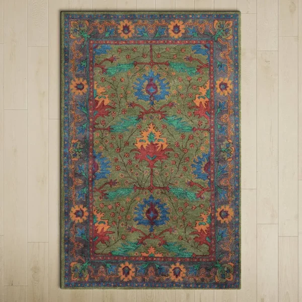 Maribel Floral Handmade Tufted Wool Blue/Red/Green/Yellow Area Rug Birch Lane Rug Size: Rectangle 8'6" x 11'6"