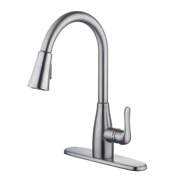 Glacier Bay 1007 991 862 McKenna Single-Handle Pull-Down Sprayer Kitchen Faucet in Stainless Steel with TurboSpray and FastMount
