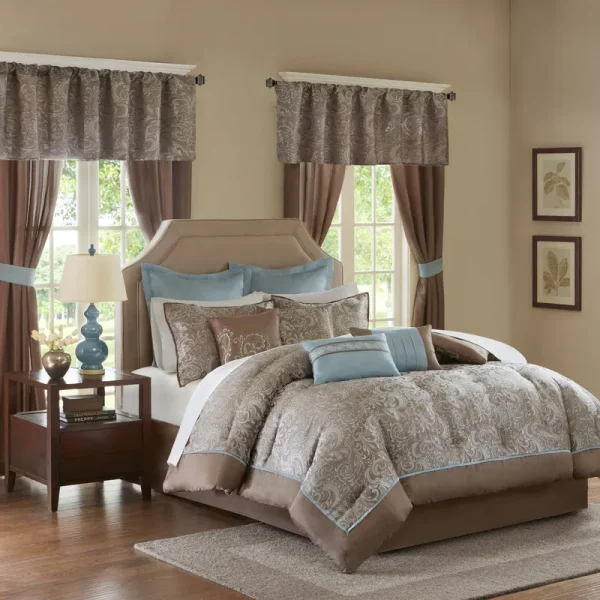 Madison Park Essentials Eleni 24-Pc. King Room in A Bag - Blue/Brown