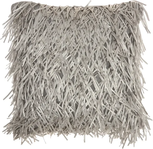 Mina Victory Shag Metallic Ribbon Shag Silver 20" x 20" Throw Pillow