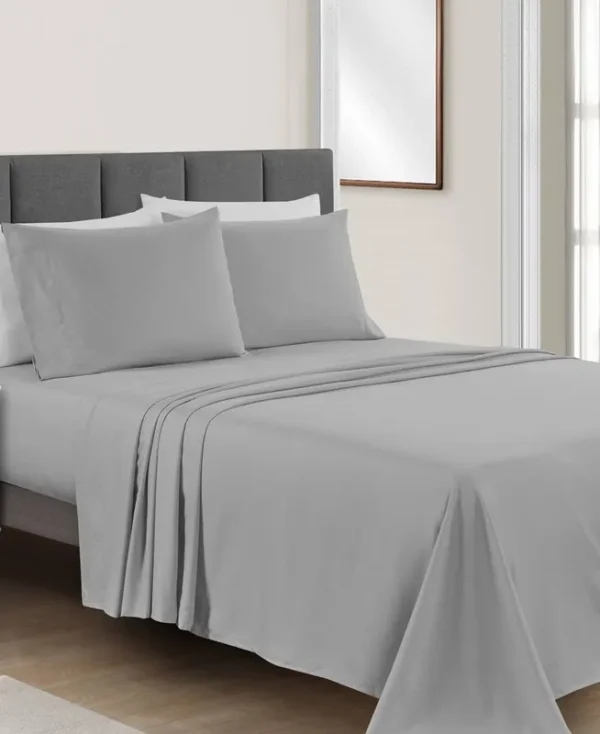 Sunham Microfiber Solid 4-pc. Sheet Set, Full - Pewter Gray