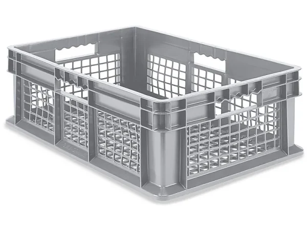 Mesh Straight Wall Container - 24 x 16 x 8 1/2", Gray - Akro-Mils - Qty of 3 - S-20633GR