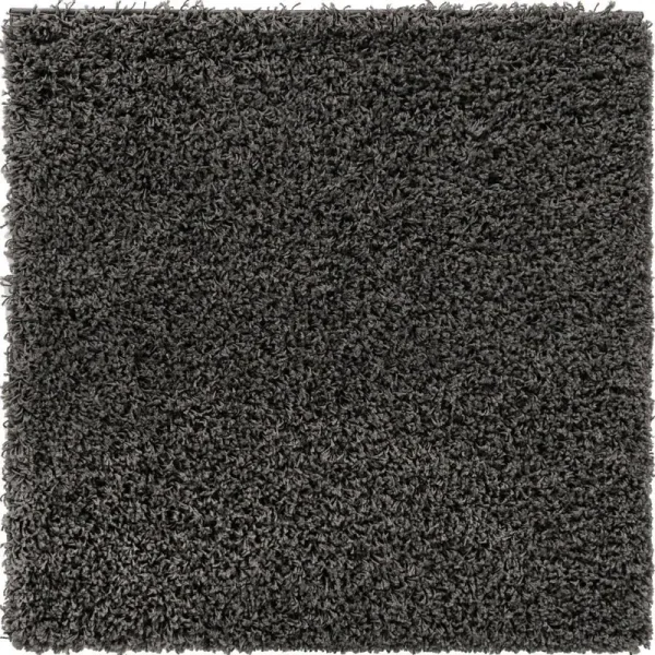 3'x3' Square Solid Shag Rug Graphite Gray - Unique Loom