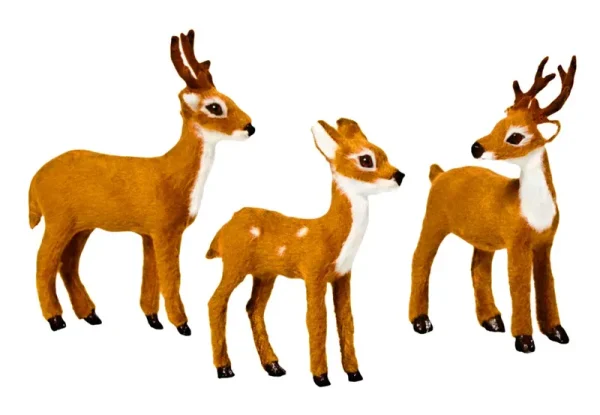 3ct Faux Fur Deer Set Decorative Christmas Figurines Brown - Wondershop
