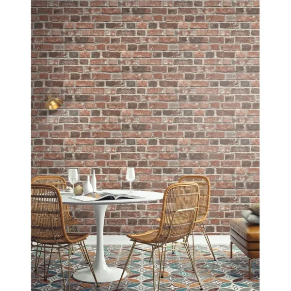 NextWall Peel & Stick Distressed Red Brick Wallpaper