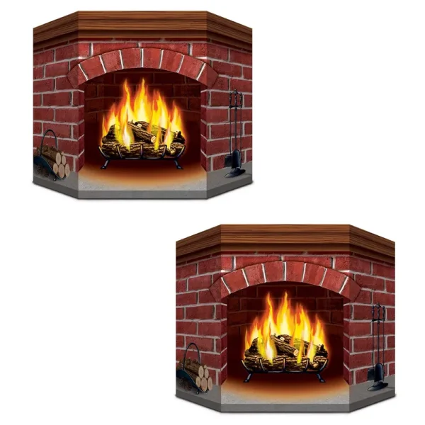 Beistle S22030AZ2 Brick Fireplace Stand-Up, Multicolored