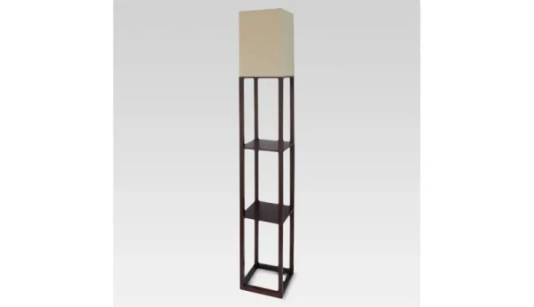 Threshold Shelf Floor Lamp with Shade, Brown