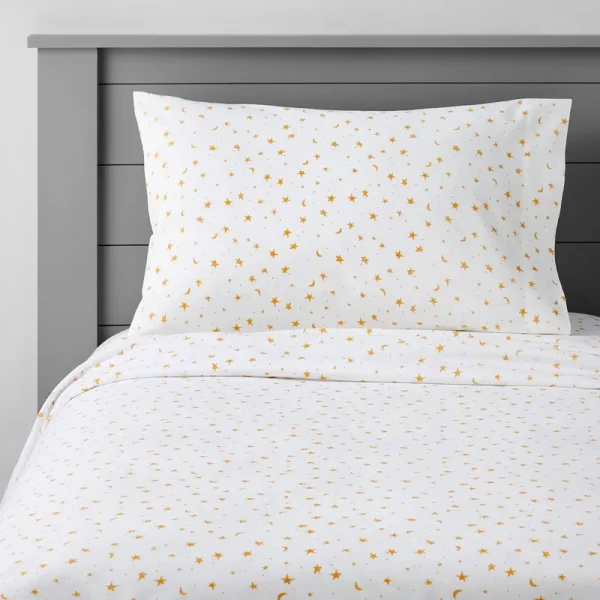 Twin Stars Cotton Kids' Sheet Set Yellow/White - Pillowfort