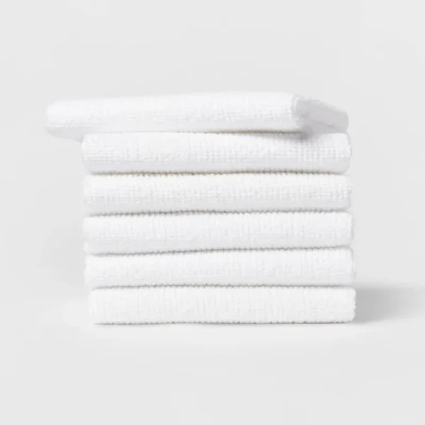 6pk Cotton Dishcloths White - Room Essentials