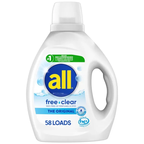 All Detergent, with Stainlifters, Free Clear - 88 fl oz