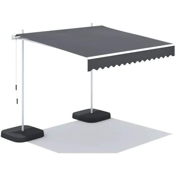AECOJOY Free Standing Retractable Awning, 13'x8' Patio Awnings Outdoor Manual Sun Shade Shelter, Dark Grey