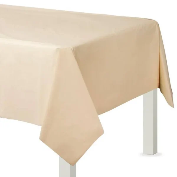 Amscan International Tablecover Plastic Rectangular, Vanilla