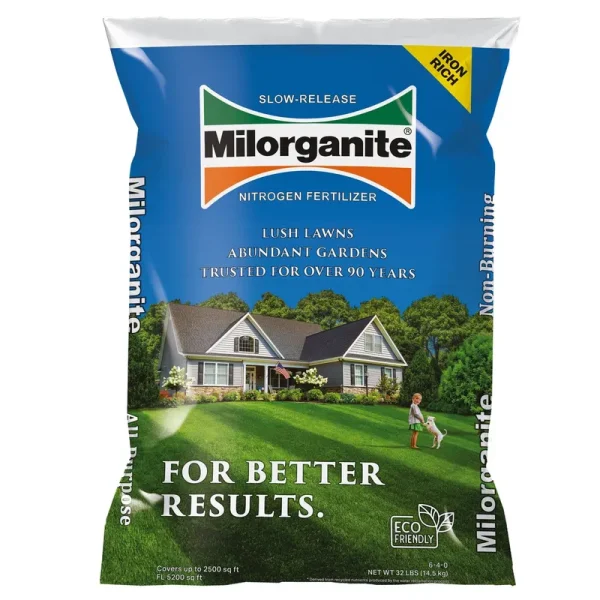 Milorganite Slow-Release Nitrogen Lawn Fertilizer, 32 Lb