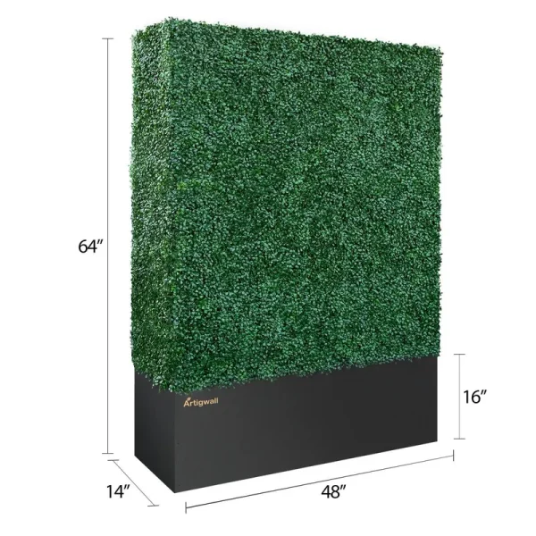 Artigwall Hedge Wall - Boxwood Hedge in Planter Box Generation 3, 48" / 64"