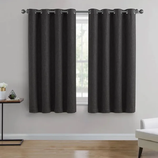 Better Homes & Gardens Woven Textured Grommet Blackout Curtain Panel - Black - 50 x 63 in