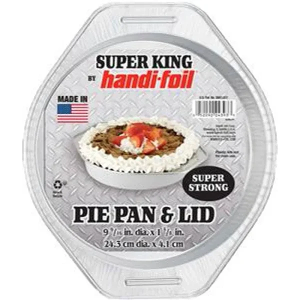 Handi-foil Heavy Duty Aluminum Pie Pan with Handles & Plastic Lid, 2 Count, 9.56 inchx 1.6 inch deep., Size: 9.56 inch Dia. x 1.63 inch