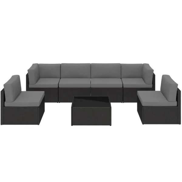 AECOJOY 7 Piece Outdoor Patio Furniture Set, Black & Dark Gray