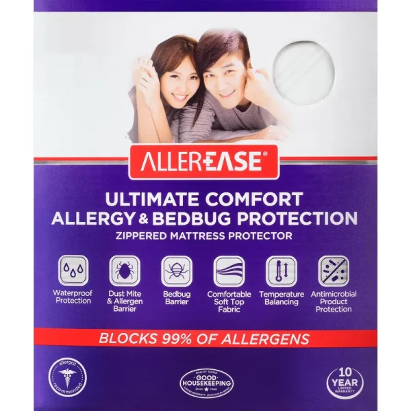 AllerEase Ultimate Mattress Protector, White, Queen