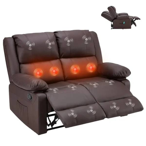 AECOJOY Loveseat Recliner with Heat&Massage Function, RV Couch Wall-Hugger Reclining Sofa