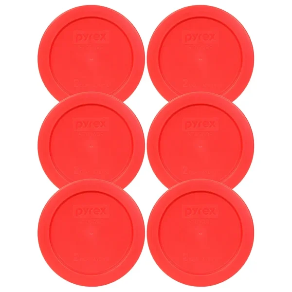 Pyrex 7200-PC Red Round 2 Cup Storage Lid for Glass Bowl (6, Red)