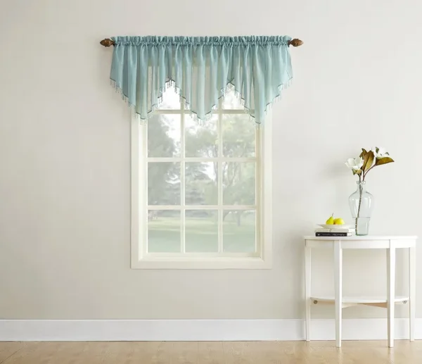 No. 918 Erica Crushed Sheer Voile Ascot Valance, Blue, 51x24