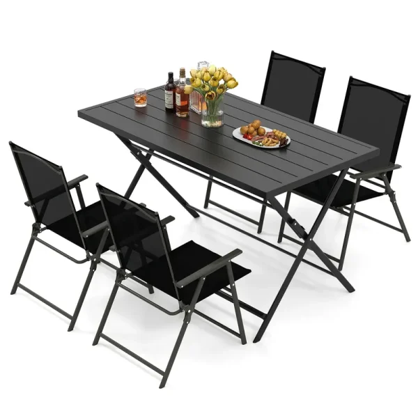 Tangkula 5-Piece Foldable Outdoor Dining Set for Backyard Garden Deck