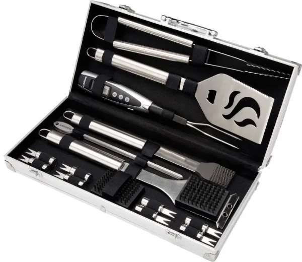 Cuisinart CGS-5020 20-Piece Deluxe Stainless Steel Grill Tool Set, Black/ Silver