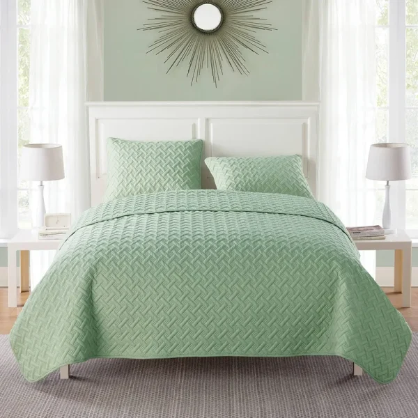 Vcny Nina Embossed Quilt Set - Twin - Green