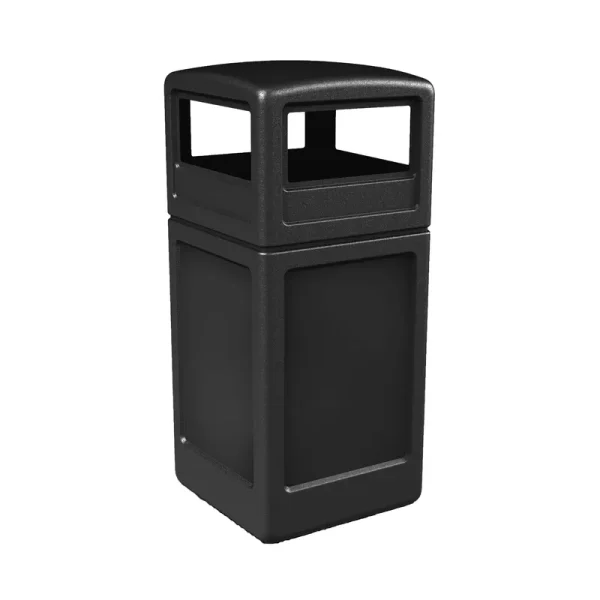 Commercial Zone - 73290199 - PolyTec Square Waste Container with Dome Lid, Black, 42-Gallon