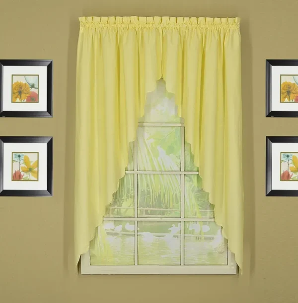 Today's Curtain Orleans 63" Swagger Pair Tambour Scallop Edge Curtain, Buttercup
