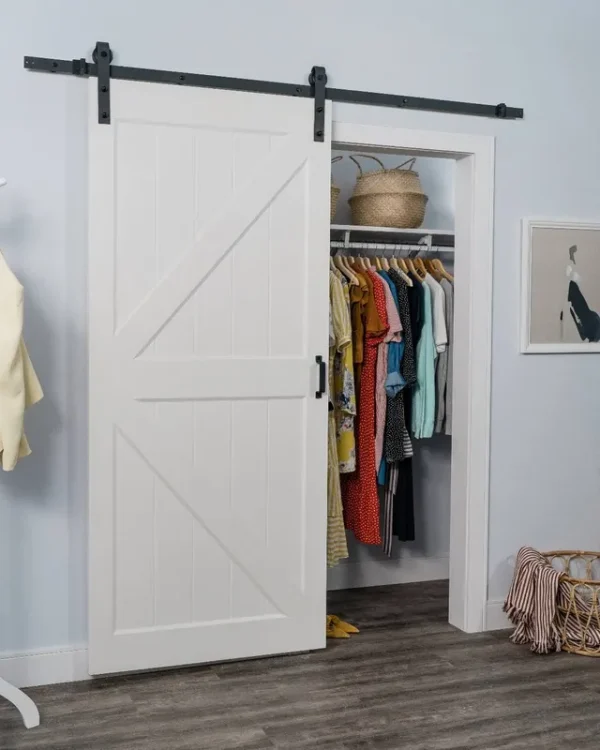 Renin Hollow Core K Brace 36-in x 84-in White K-Frame Prefinished MDF Single Barn Door (Hardware Included) | HC052P01PR1PRE36084