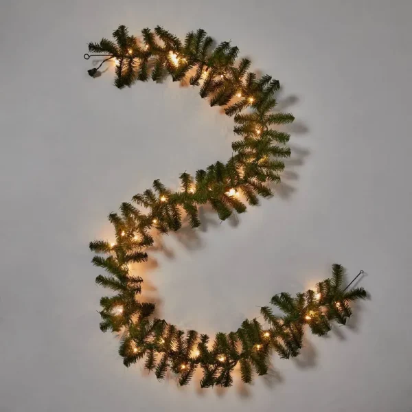 Wondershop Pre-Lit Artificial Pine Bough Christmas 9' Green Garland with Clear Lights | Target