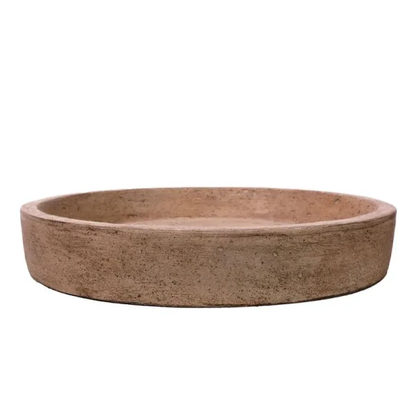 11 in. Dia Ivory Aged Faux Cast Stone Saucer
