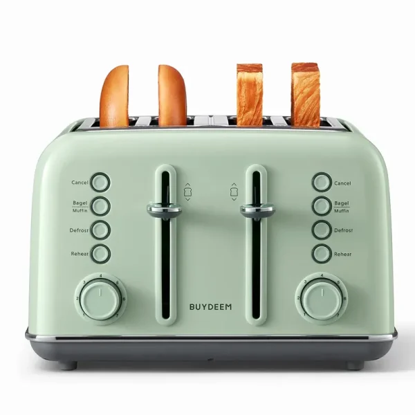 BUYDEEM Stainless Steel 4 Slice Toaster. Extra Wide Slots