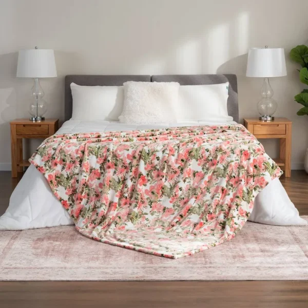 Berkshire Blanket-Classic Heavyweight Soft Printed VelvetLoft Plush Warm Blanket, Twin Size Soft Fuzzy Blanket for Couch Sofa Bed, Abstraction Pink