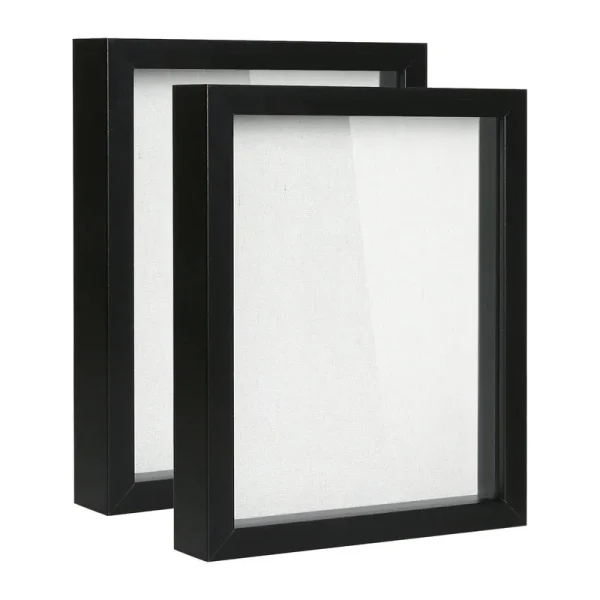 Muzilife Shadow Box Picture Frame with Linen Board Deep Wood Glass Display Case Ready to Hang Memory Box Baby Sports Memorabilia, Pins, Awards, Medals