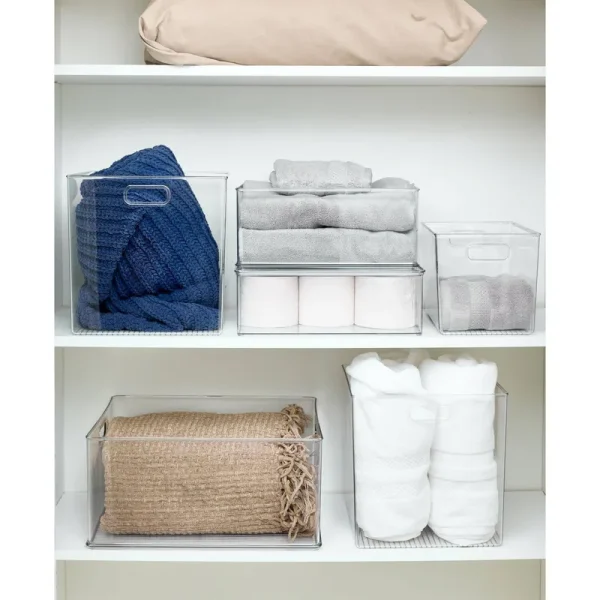 iDesign Small Stackable Closet Bin - Clear - 11" x 14" x 6-1/4" Height - Each