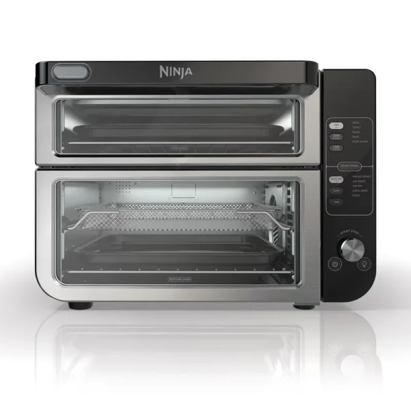 Ninja 10 - in - 1 Air Fryer, Double Door Toaster Oven with Flexdoor, Flavorseal & Smart Finish, Rapid Top Convection and Air Fry Bottom, Bake, Toast, Air Fry, Pizza and More, Stainless Steel, DCT400