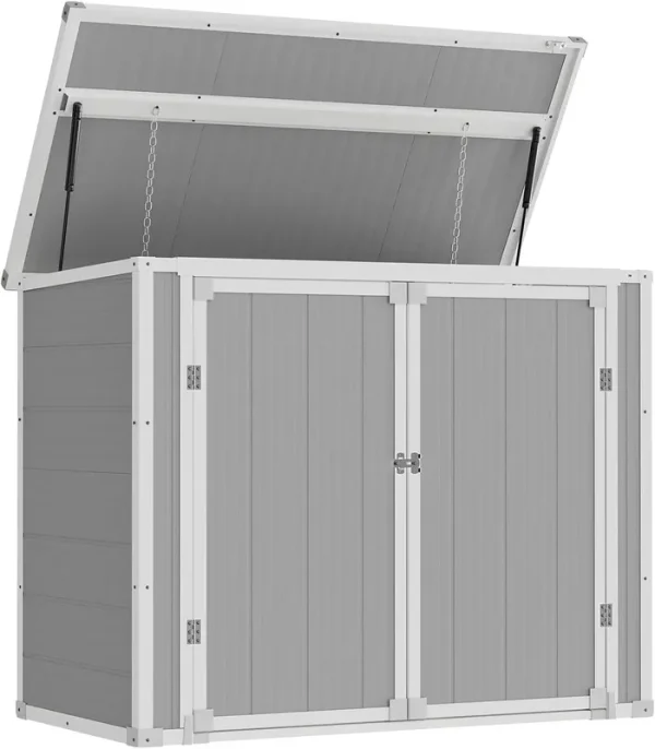 ECOPATIO Outdoor Storage Shed 41 cu ft Weather Resistant Resin with Floor Gray
