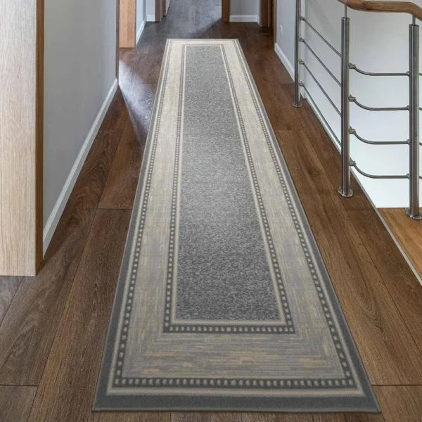 Ottomanson Ottohome Bordered Runner Rug, Gray, 2'7 inchx9'10 inch, Size: 2'7 x 9'10
